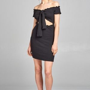 Say My Name Off Shoulder Dress - Black